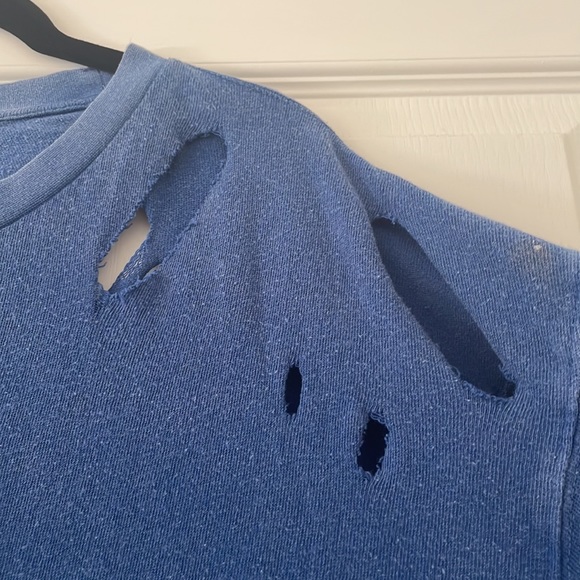 We The Free by Free People Blue Distressed Tee size S - Picture 5 of 5